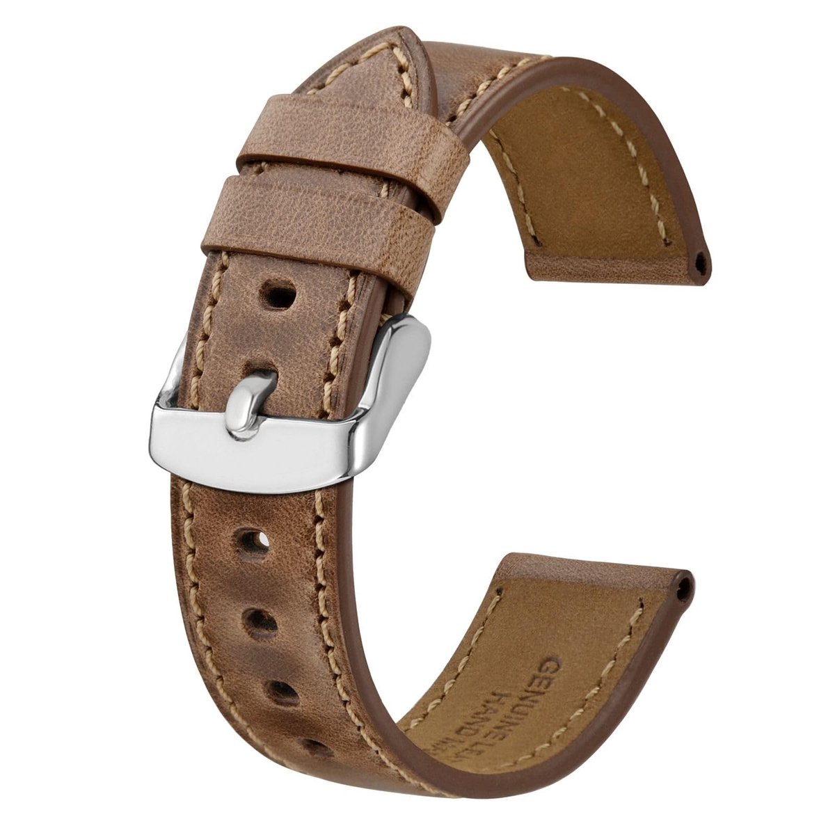 Allecto - - Leer Horloge Band - Vintage Kalfsleer - Bruin - 18mm 19mm 20mm 21mm 22mm 23mm 24mm - Heren Armband - Hoogwaardige Horween Leer