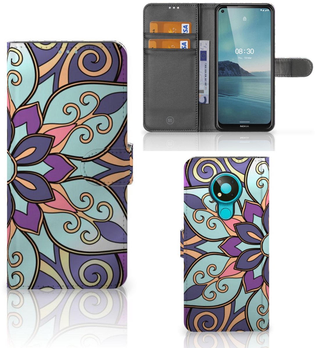 Nokia 3.4 Hoesje Purple Flower