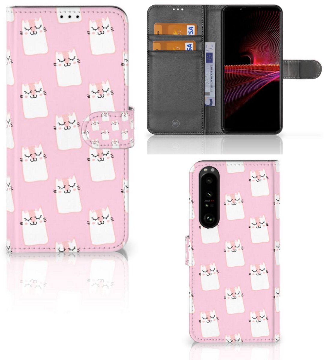 Sony Xperia 1 III Telefoonhoesje met Pasjes Sleeping Cats