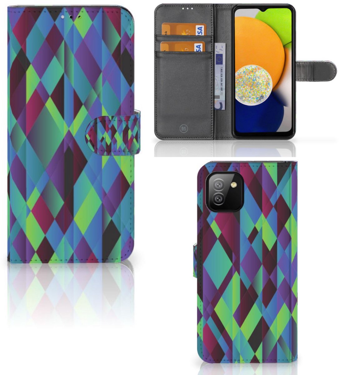 Samsung Galaxy A03 Book Case Abstract Green Blue
