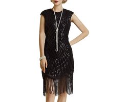 Cosensi - Flapper Dresses - 1920s - Beading en Fringed - Zwart - Great Gatsby Dress - Perfect voor feesten - Vintage stijl