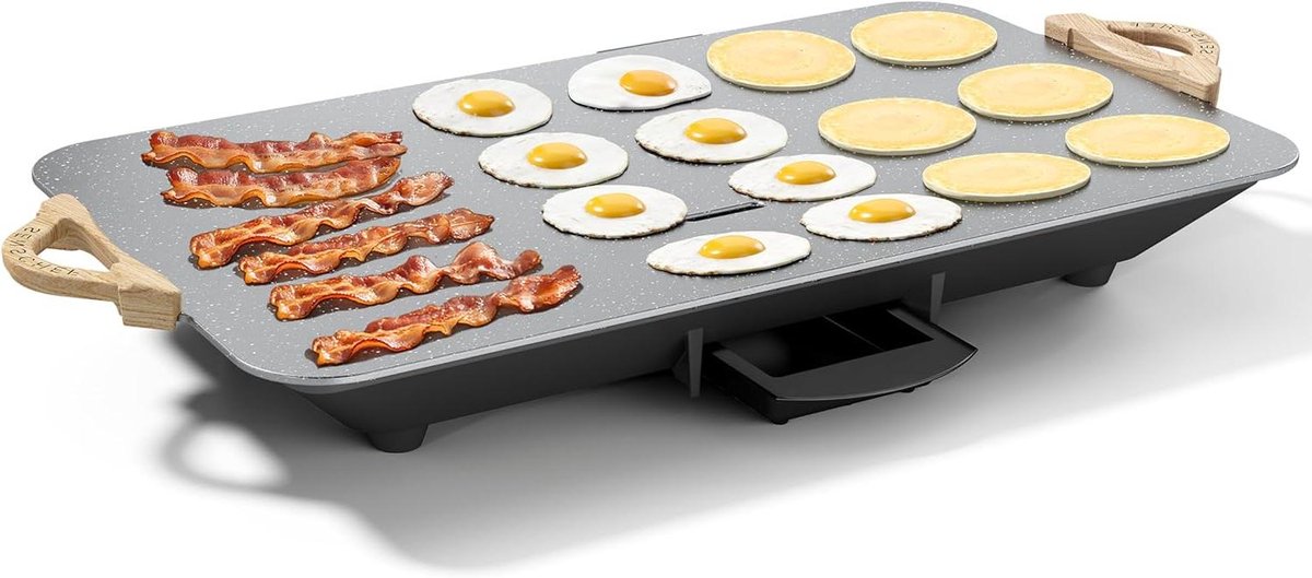 Elektrische bakplaat - Grillplaat bakplaat - Grote maaltijden bereiden - Graniten antiaanbaklaag - 305 x 508 cm - Grijs