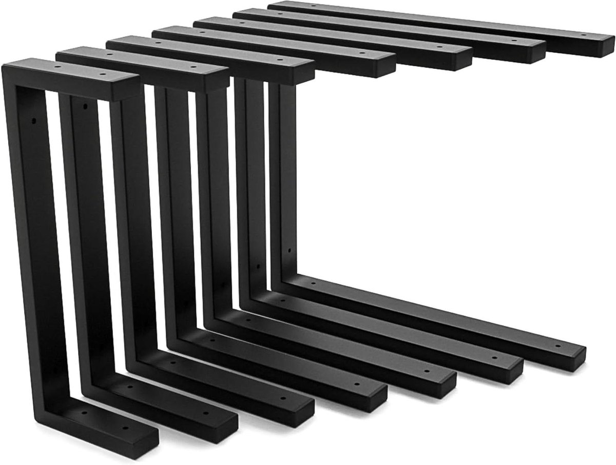 Wastafelhouder set - Ondersteuning wasbak - Badkamer inrichten - Metalen profiel 4x2 cm - 40 cm diep - Zwart