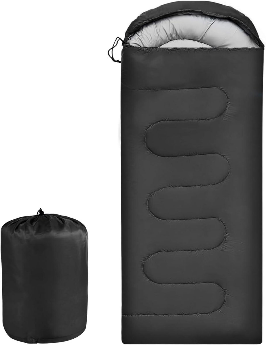 Slaapzak - Kampeerzak Outdoor - Kamperen en Wandelen - Waterdicht en Ademend - L - Zwart