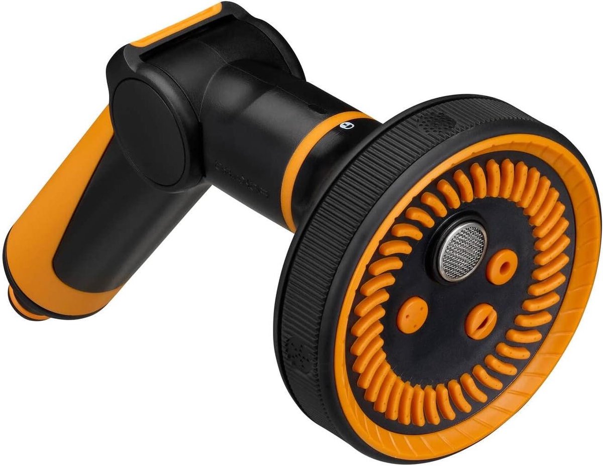 Spuitpistool Multi - Tuinspuit Waterpistool - Tuin Besproeien - Traploze Doorstroomregeling - 14 cm hoogte - Zwart/Oranje