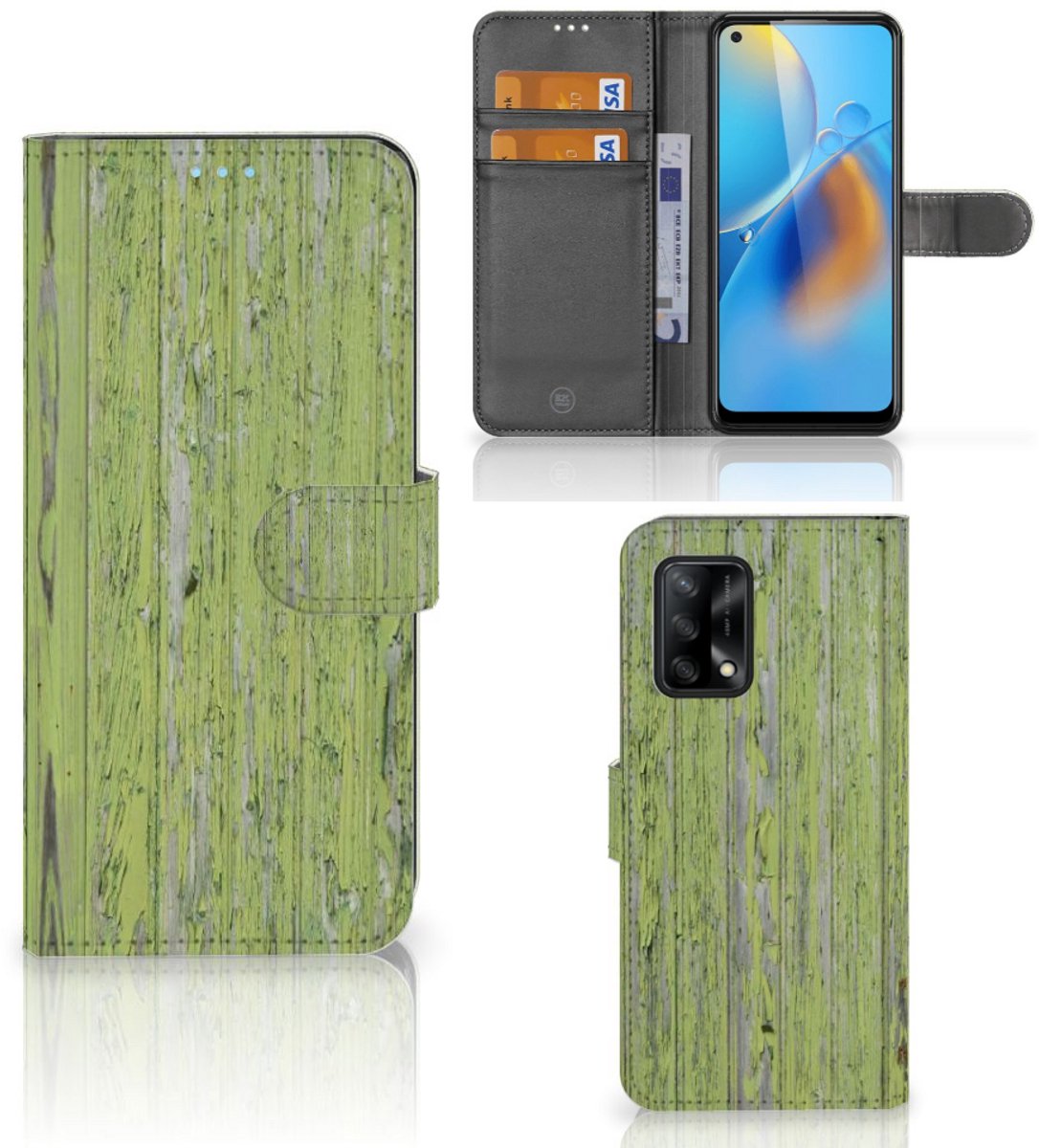 OPPO A74 4G Book Style Case Green Wood