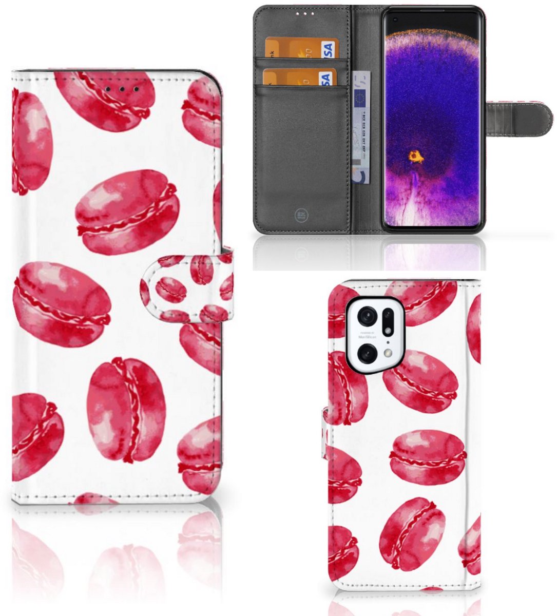 OPPO Find X5 Pro Book Cover Pink Macarons