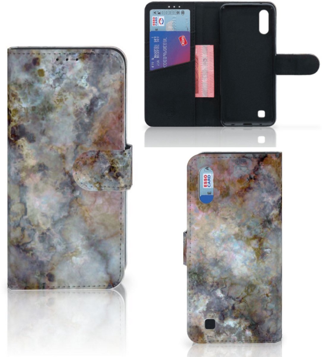 Samsung Galaxy M10 Bookcase Marmer Grijs