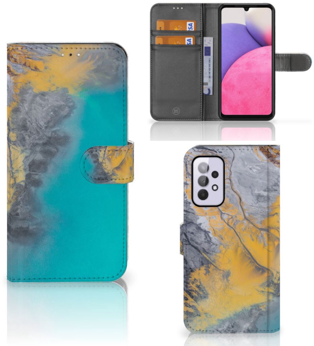 Samsung Galaxy A33 5G Bookcase Marble Blue Gold