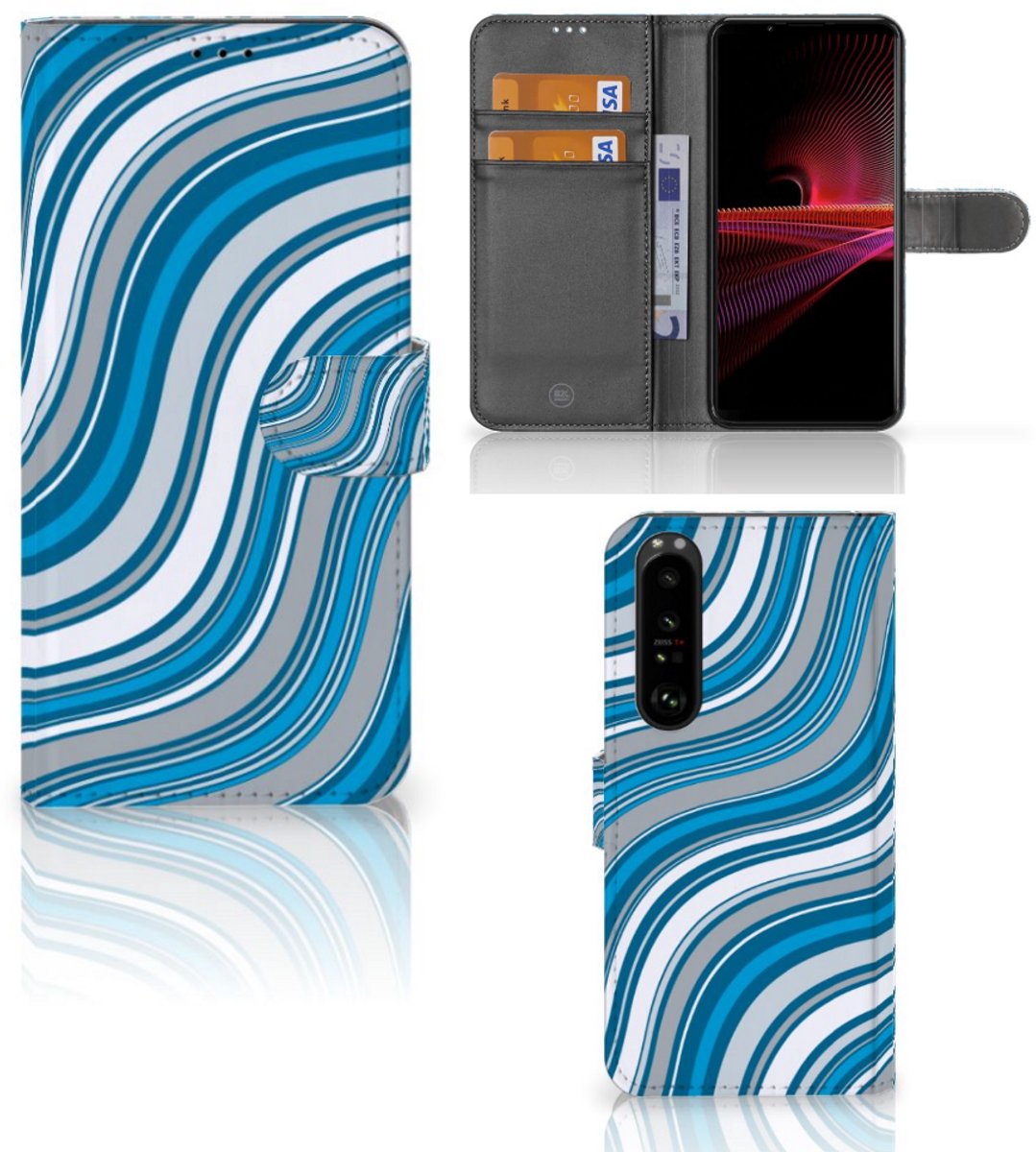 Book Case voor Sony Xperia 1 III Telefoon Hoesje Waves Blue