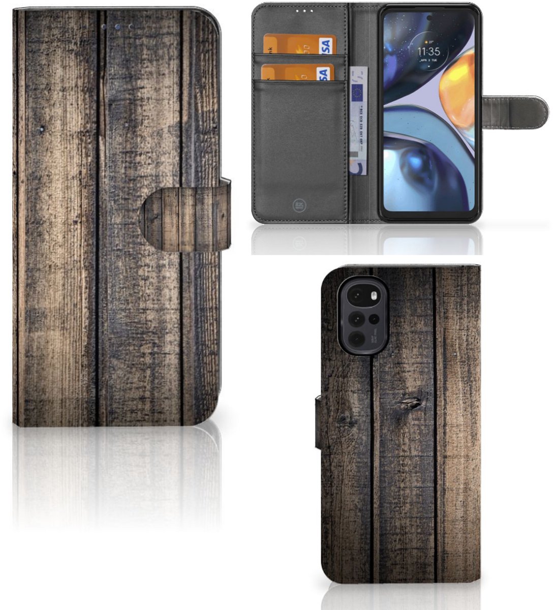 Motorola Moto G22 Book Style Case Steigerhout