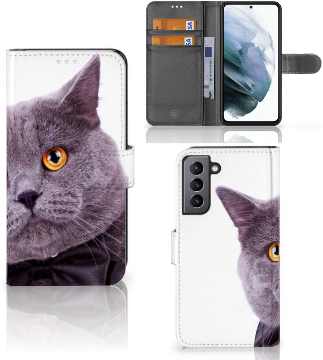 Samsung Galaxy S21 FE Telefoonhoesje met Pasjes Kat