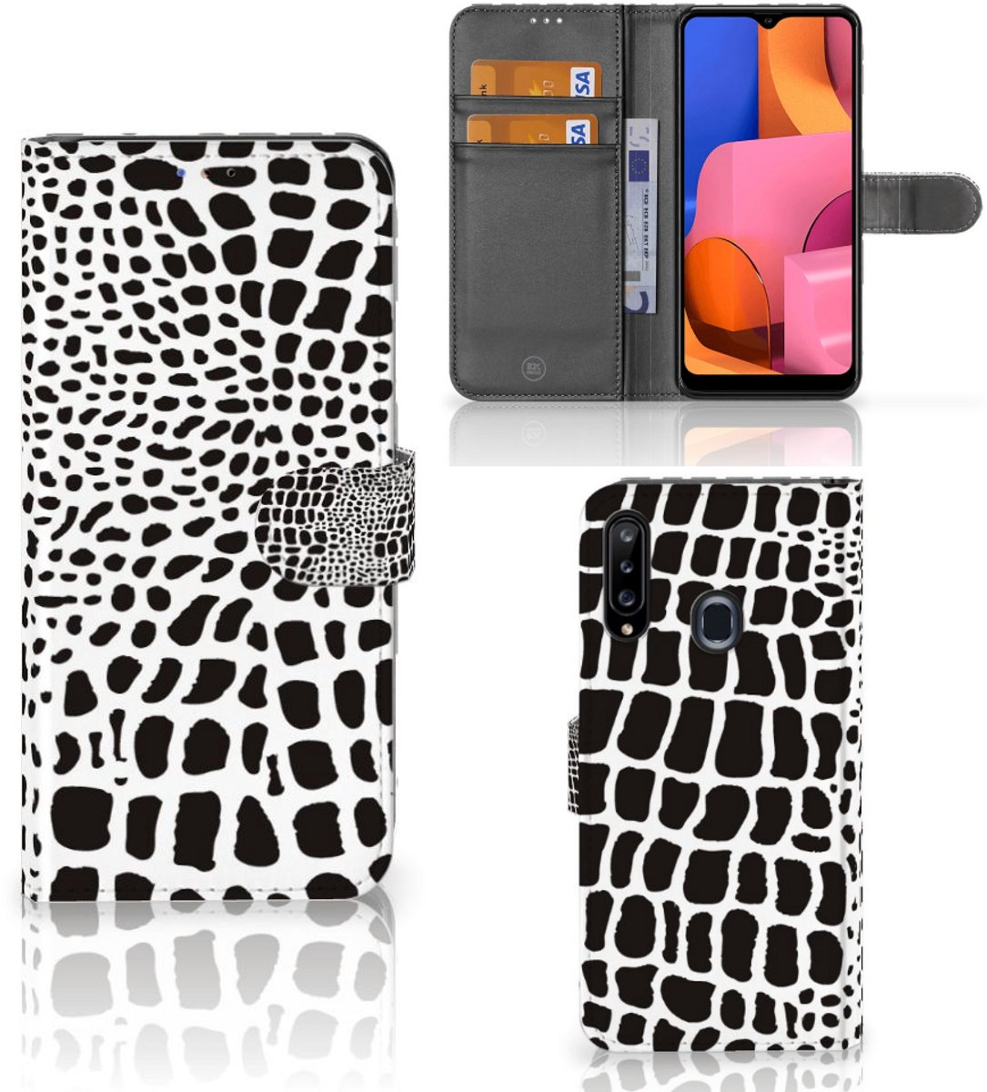 Samsung Galaxy A20s Telefoonhoesje met Pasjes Slangenprint