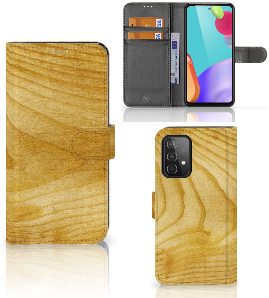 Samsung Galaxy A52 Book Style Case Licht Hout