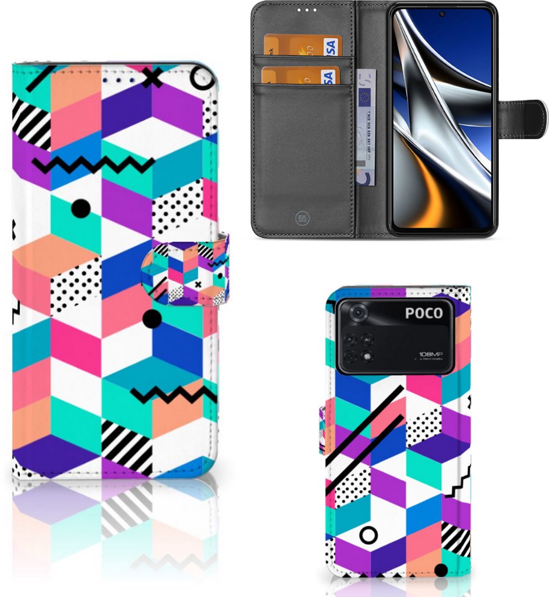 Xiaomi Poco X4 Pro 5G Book Case Blokken Kleurrijk