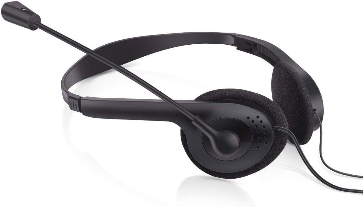 USB Headset - Computer Koptelefoon - Online Gesprekken Voeren - Fysieke Bediening - 1.8 Meter Snoer - Zwart