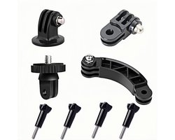 Universele montagekit voor actiecamera's, inclusief statiefaccessoires zoals een 1/4-inch adapter, kruisconnector en 4 schroefdraadstangen, geschikt voor de meeste GoPro-, Insta360- en DJI-actiecamera-accessoires.