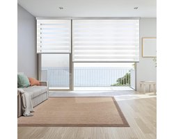 STORESDECO Rolgordijn voor nacht en dag met AluBox, premium rolgordijn met hoogwaardige aluminium afwerking. Rolgordijn met ontwerp met dubbele stof, gaasweefsel voor ramen en deuren - wit, 100 cm x 250 cm