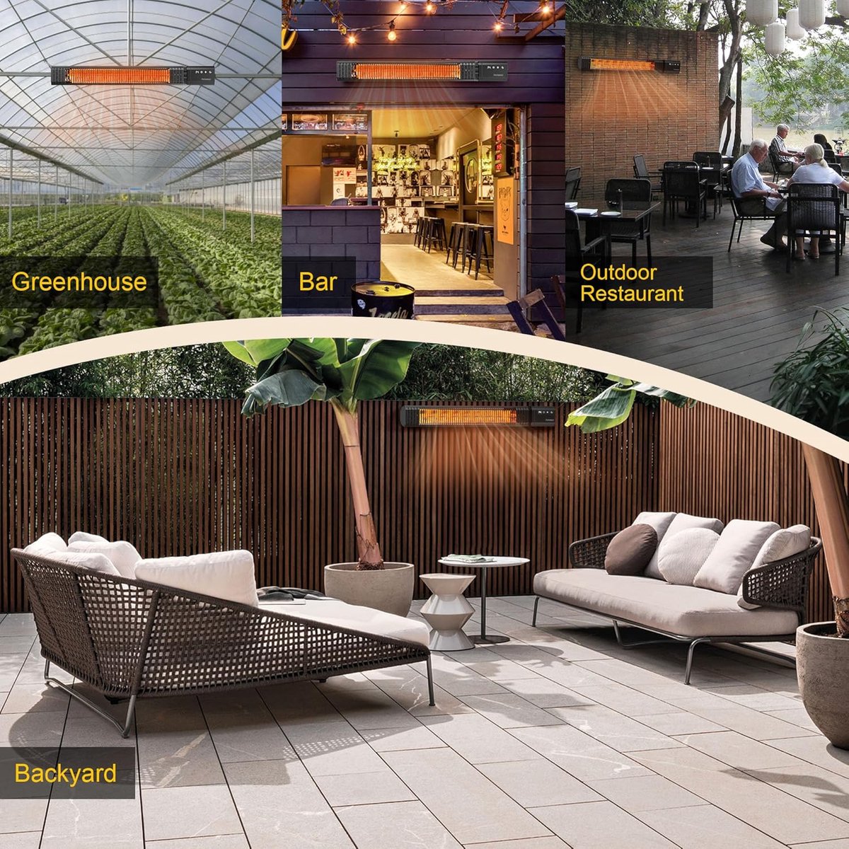 Infrarood Warmtestraler - Buitenverwarming Terras - Snel Buiten Opwarmen - Verwarmt in 25 seconden - 8763 cm met standaard - Zwart – foto 4