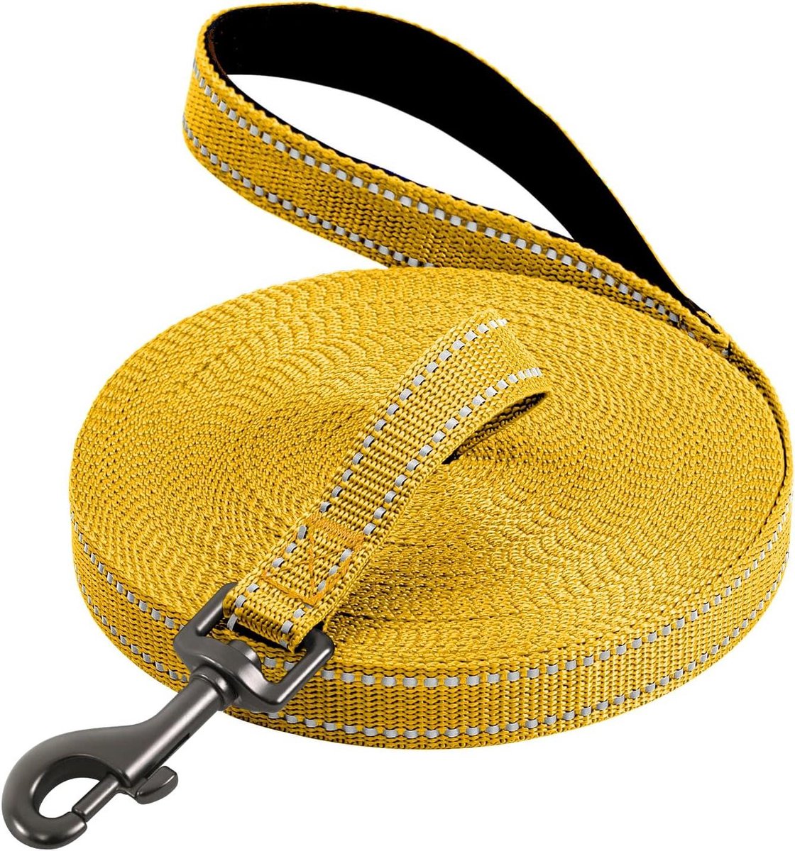 Honden Trainingslijn - Lange Hondenriem - Hondentraining Vrijheid - Reflecterende Strips Comfortabele Grip - Tot 20 meter - Geel