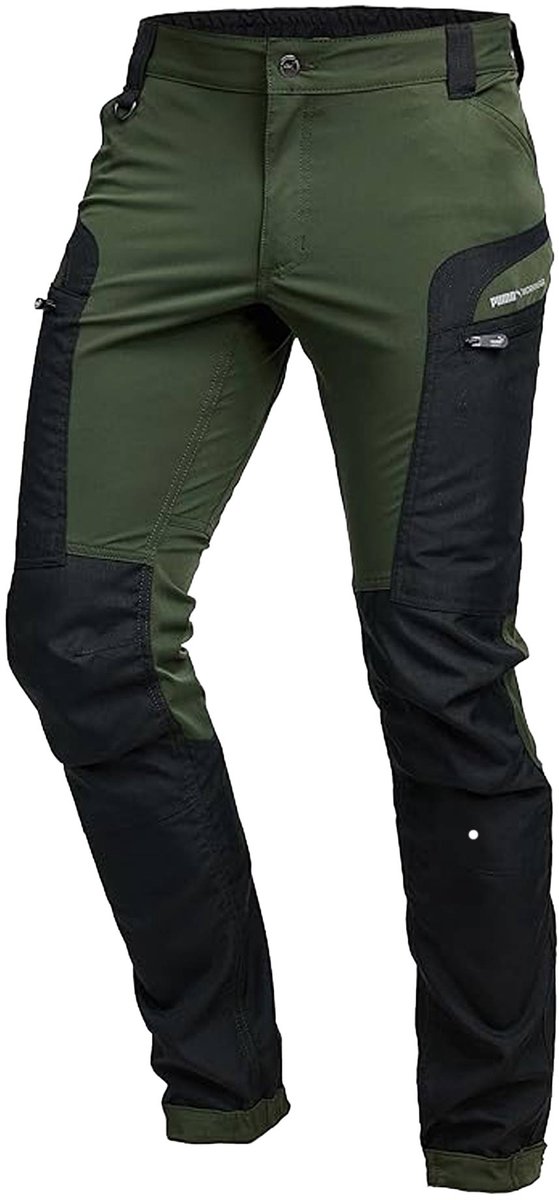PUMA Workwear Pro One Adventure Outdoorbroek heren – wandelbroek & werkbroek – stretch versterkt & robuust – Oliv – 3XL Groen