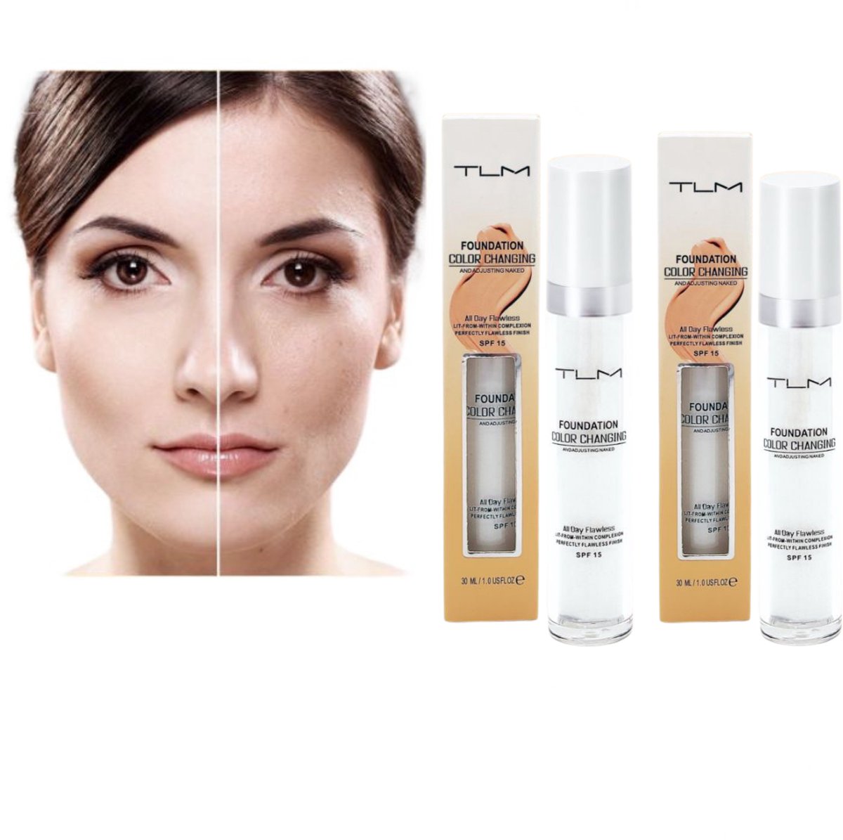 TLM Foundation® Kleurveranderende Foundation - 2 stuks - Color Changing Foundation®