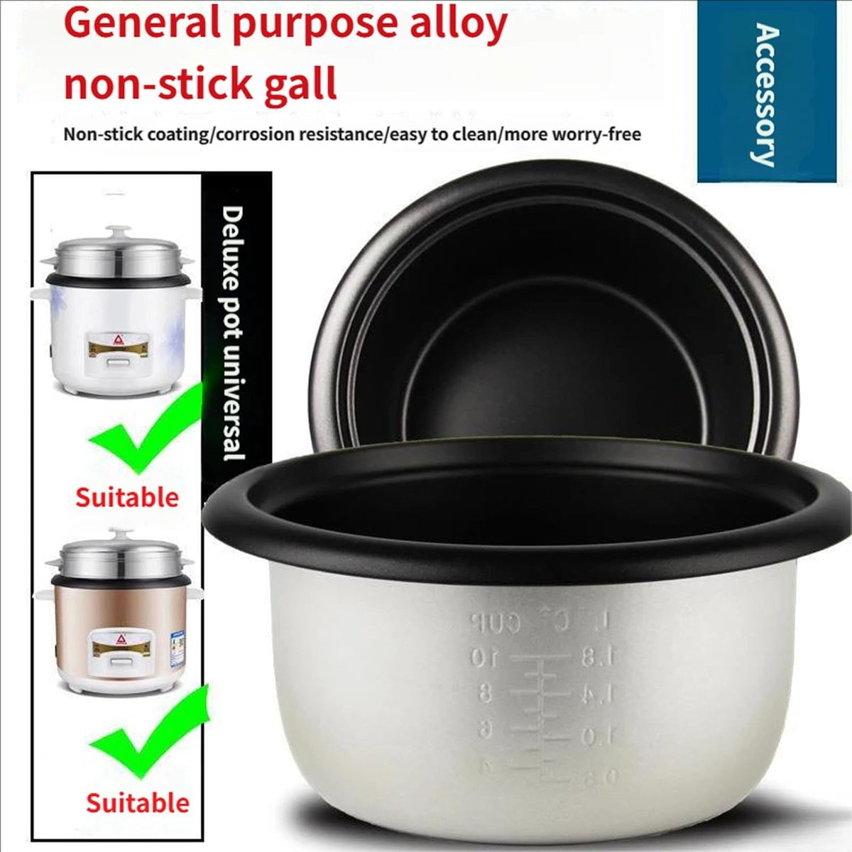 Aluminum Rice Cooker Inner Container Cookware Electric Rice Cooker Liner Nonstick Cooking Pots Kitchens Accessory Aluminum Rice Cooker Inner Container Cookware thumbnail 3