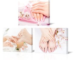 HOMEOART 3 Stuks Schoonheidssalon Muur Foto's Nagelsalon Decor Pedicure & Manicure Poster Canvas Prints ingelijst, 12 "x16"x3 stuks