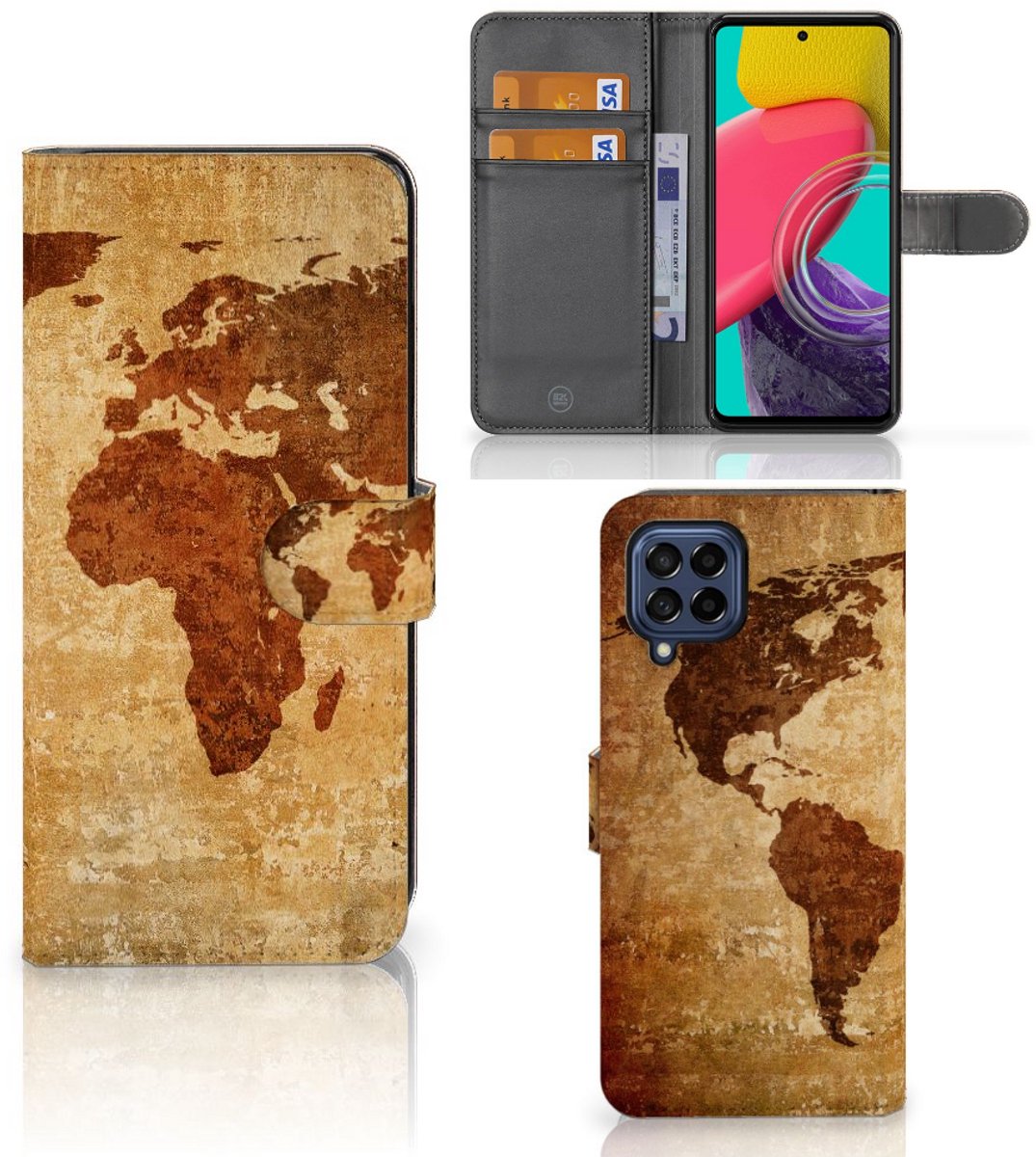 Samsung Galaxy M53 Flip Cover Wereldkaart