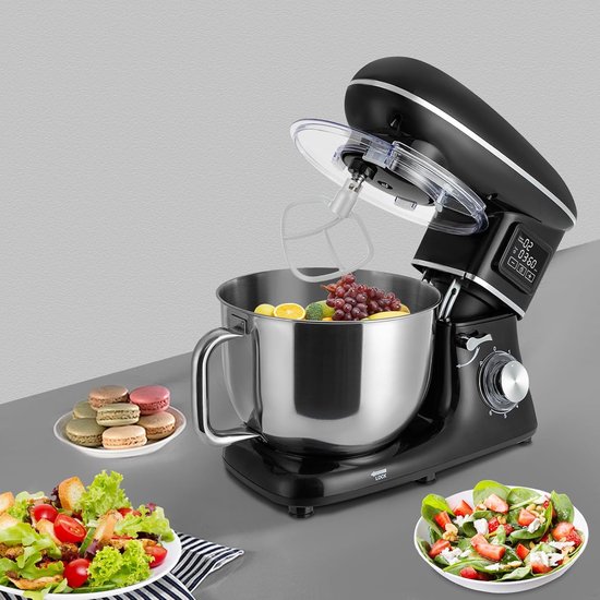 Keukenmachine 1500W - Keukenmixer Krachtig - Brood Deeg Maken - Compact LCD Display - 6.2 Liter Kom - Zwart — afbeelding 4