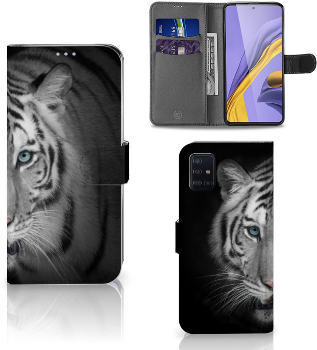 Samsung Galaxy A51 Telefoonhoesje met Pasjes Tijger