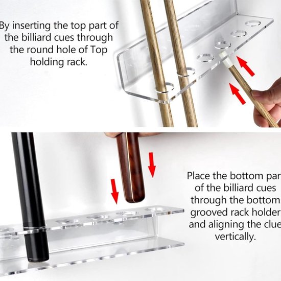 Biljartkeu Houder - Pool Keu Organizer - Stokken Opbergen - Acryl Materiaal - 6 Sleuven - Transparant — afbeelding 4