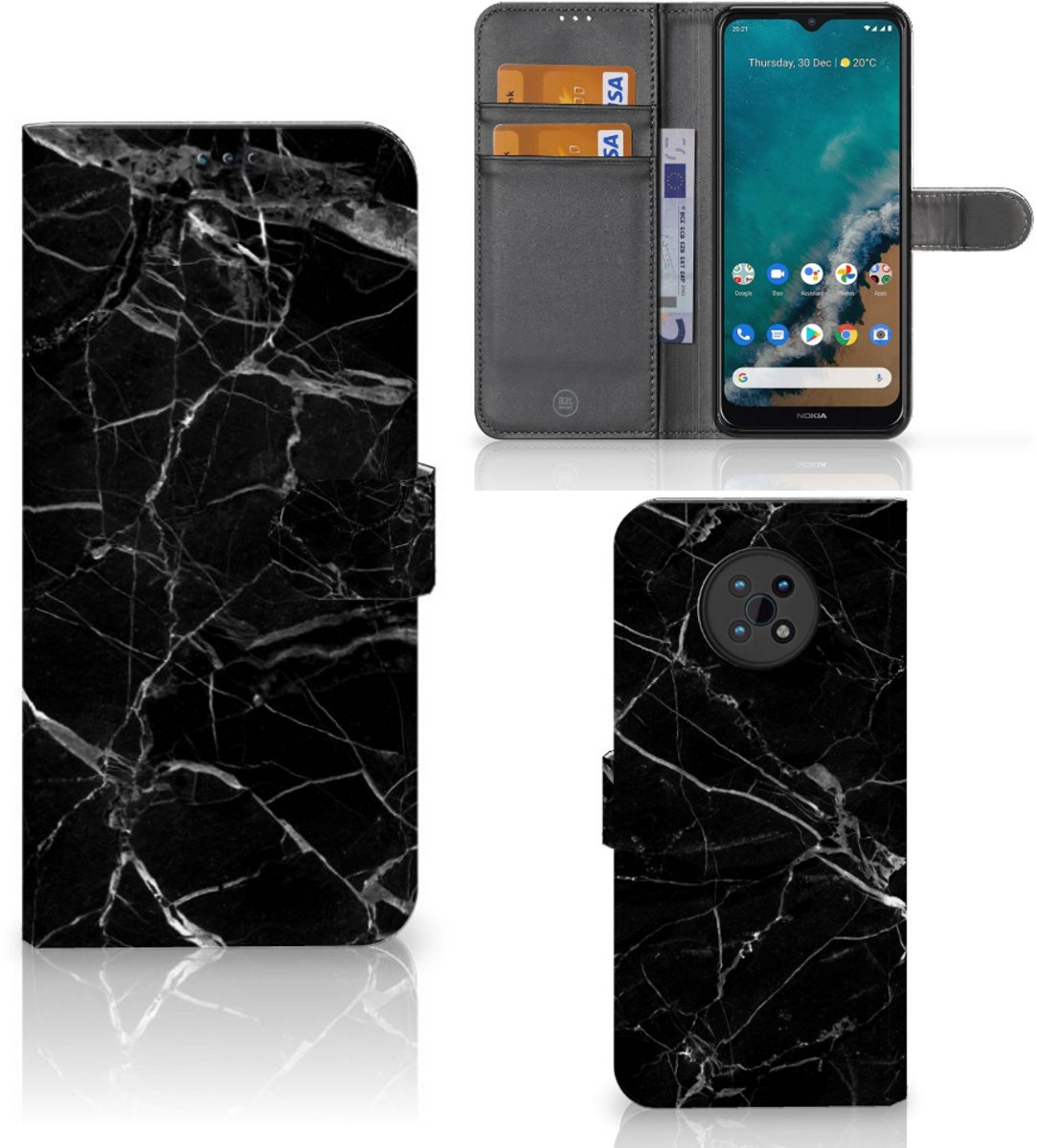 Nokia G50 Bookcase Marmer Zwart - Origineel Cadeau Vader