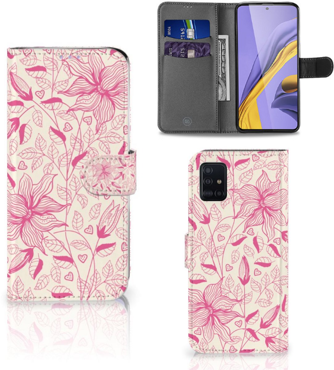 Samsung Galaxy A51 Hoesje Pink Flowers