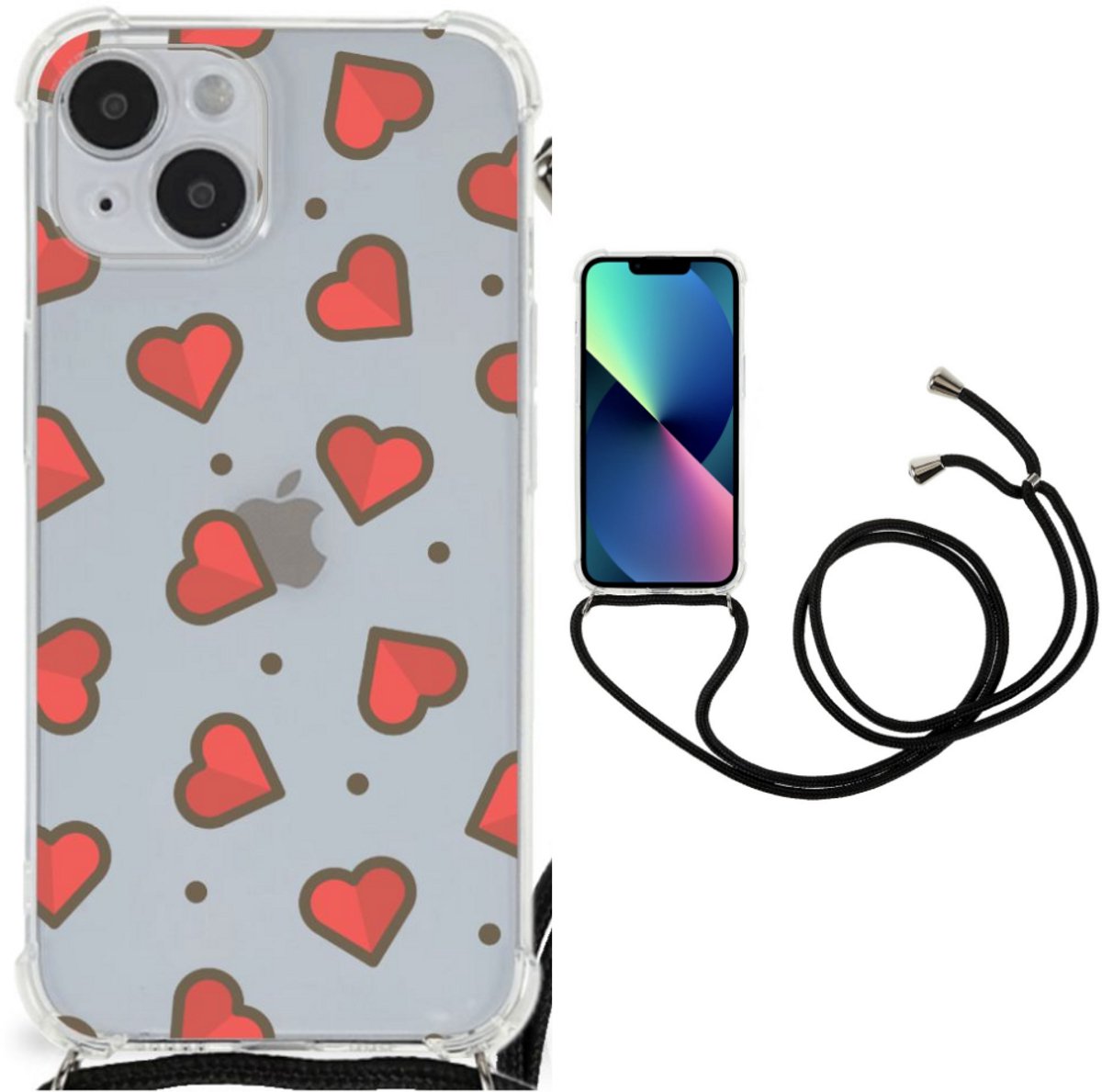 iPhone 14 Plus Doorzichtige Silicone Hoesje Hearts
