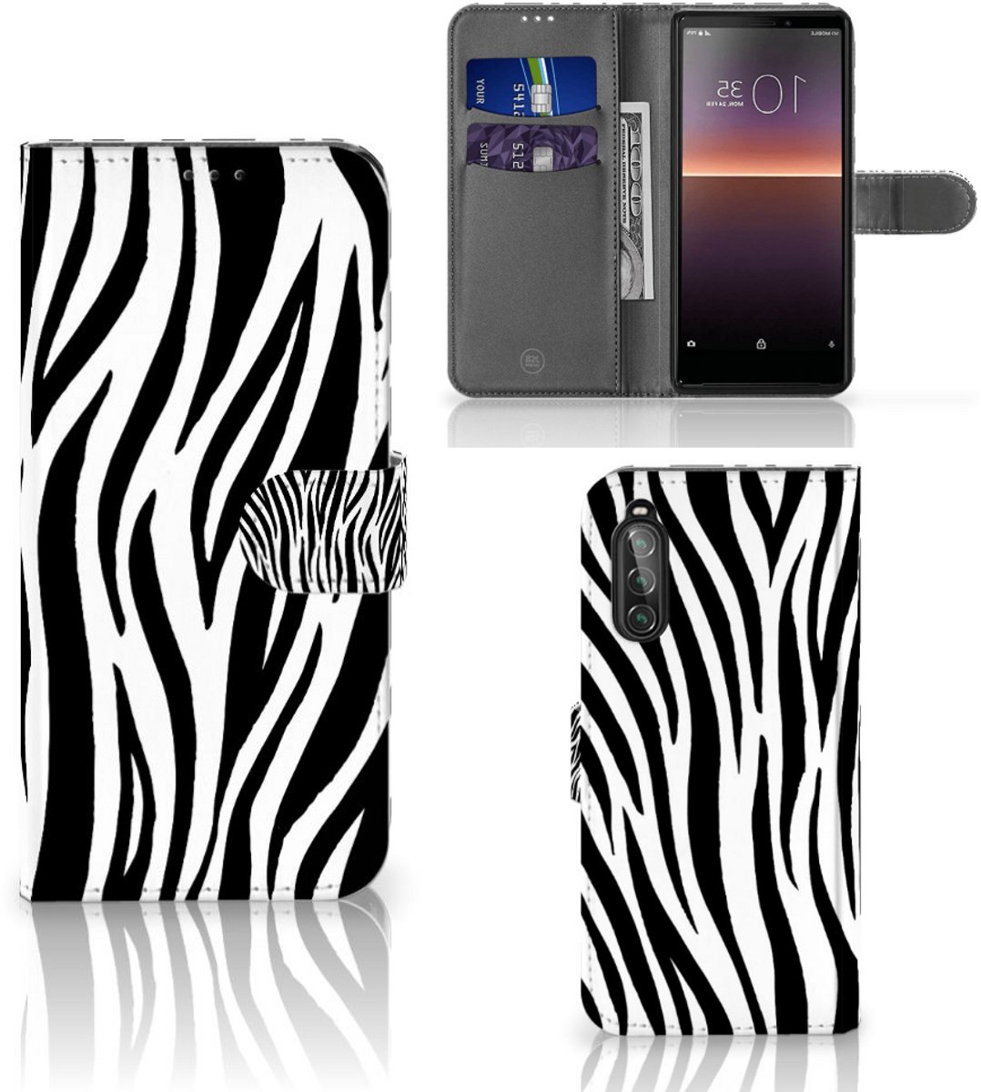 Sony Xperia 10 II Telefoonhoesje met Pasjes Zebra