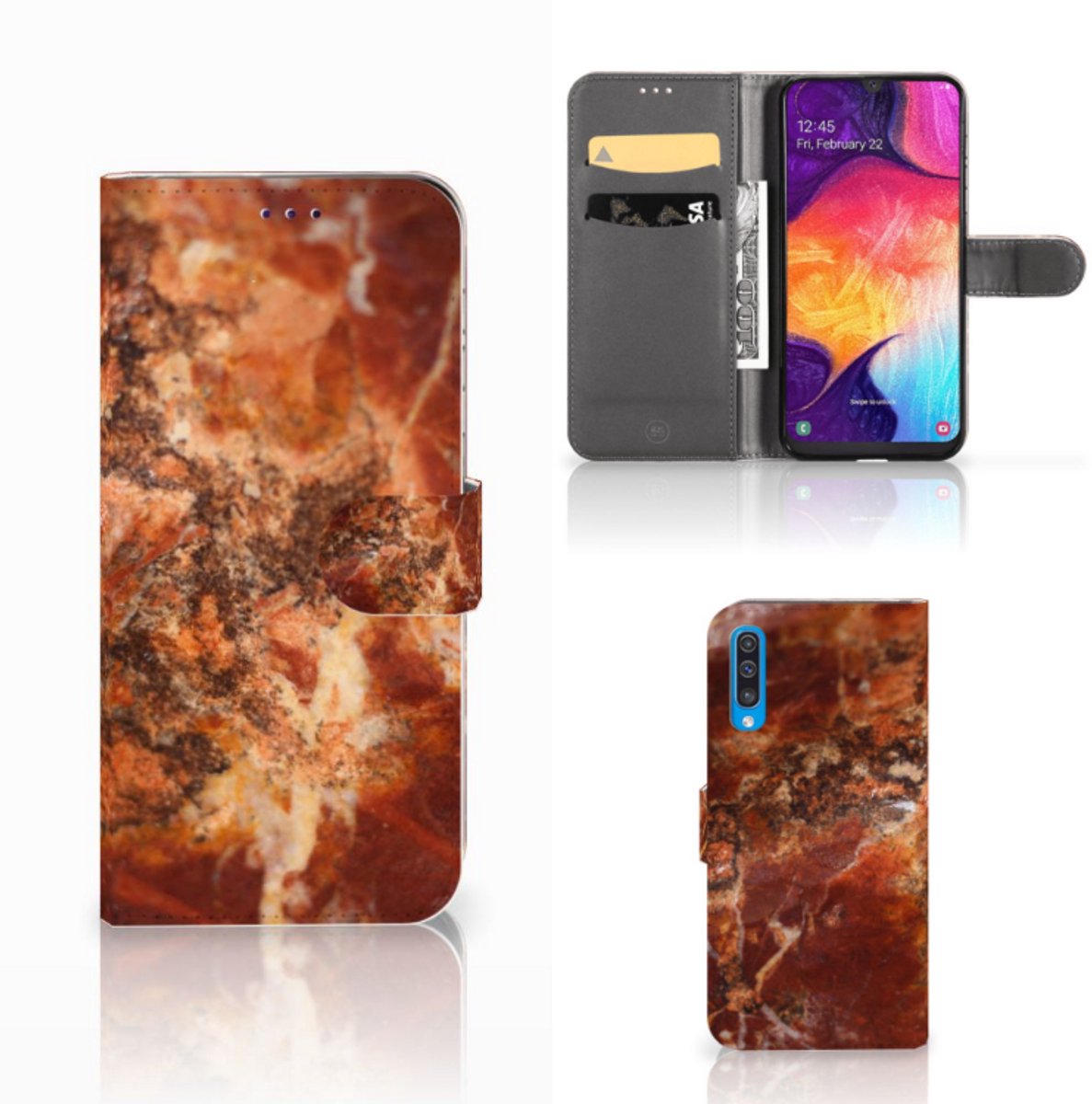 Samsung Galaxy A50 Bookcase Marmer Bruin