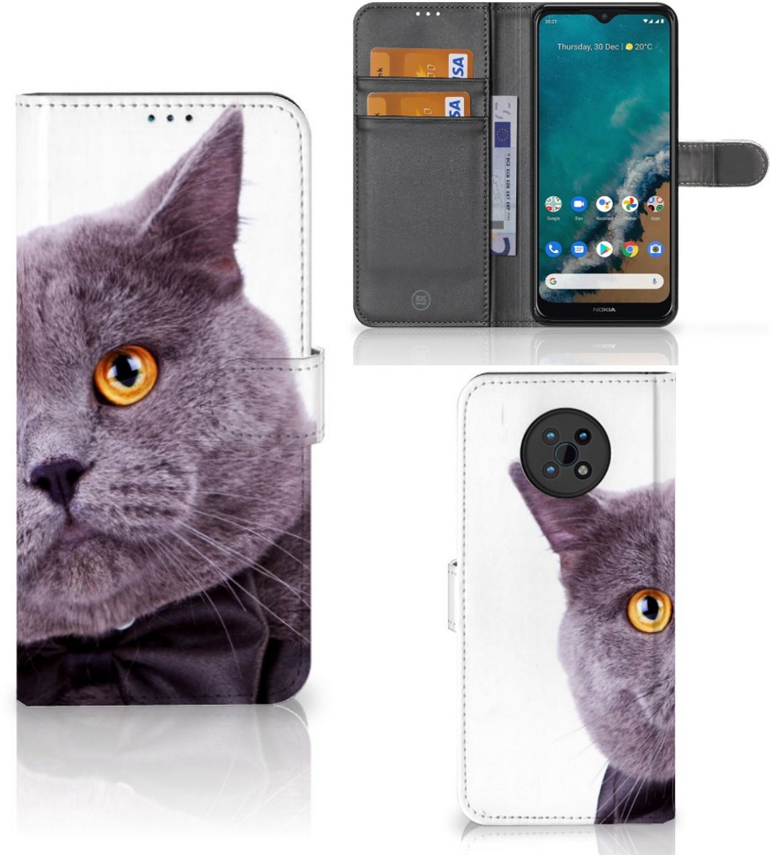 Boekhoesje voor Nokia G50 Telefoonhoesje met Pasjes Kat