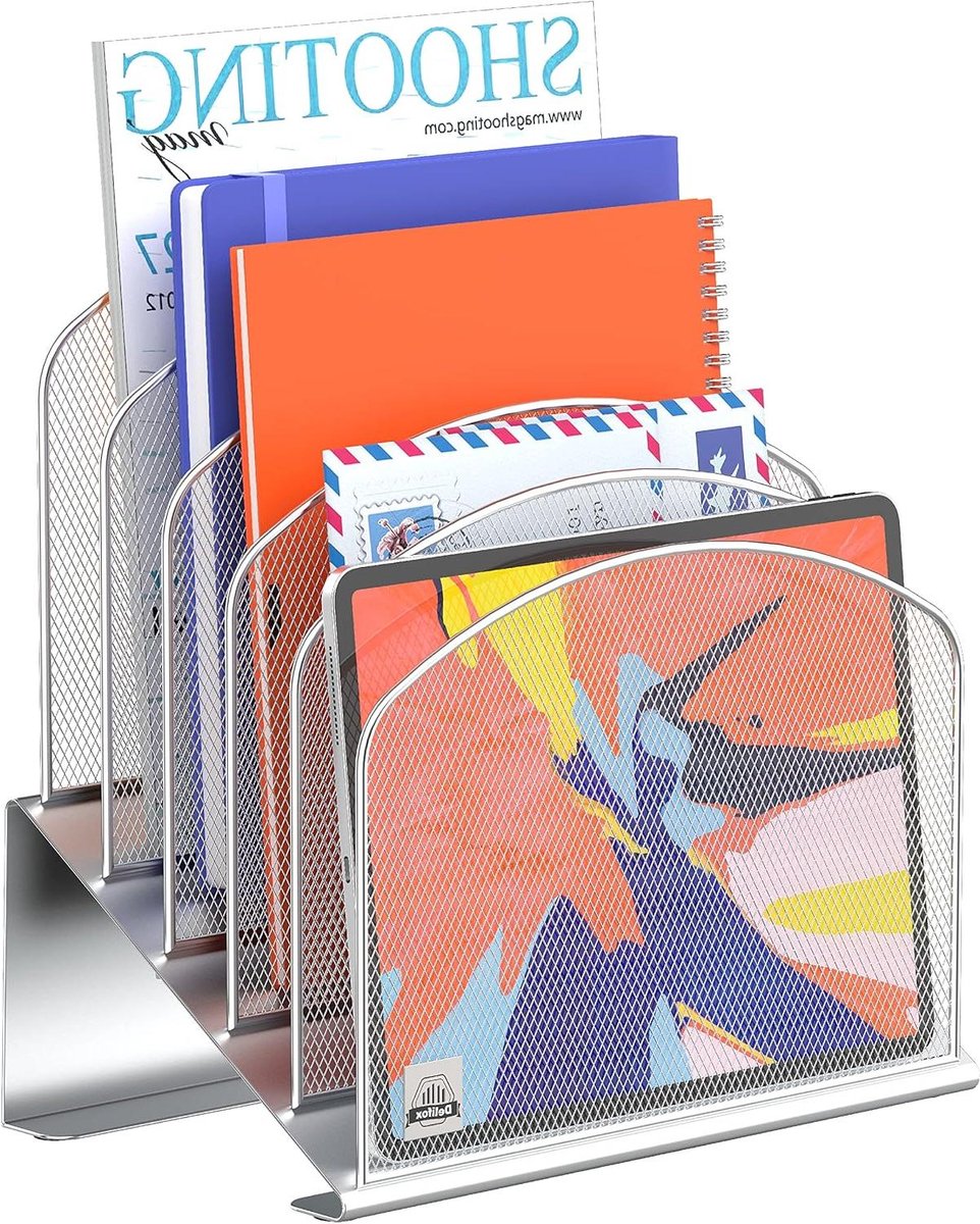 Bureau Bestandsorganisator - Documentenhouder Rek - Bureau Opruimen - 5 Gelaagde Vakken - 1125 x 75 x 1125 inch - Zilver
