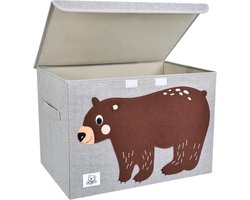 CLCROBD Grote opvouwbare speelgoedkist voor kinderen met klapdeksel, opvouwbare stoffen speelgoedorganizer in dierenvorm van stof voor peuters, kinderen en baby's (beer)