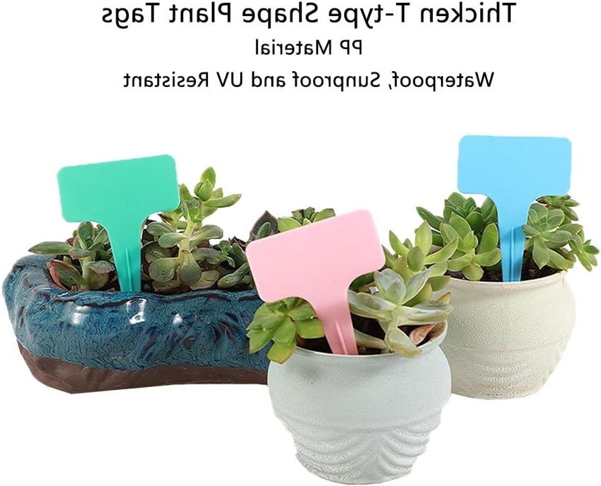20 Stuks Kunststof Verdikte Plantenlabels, Wasbestendige T-Typ Tags voor Tuinieren, Zaad- en Kruidenmarkers voor Bloemen en Groenten