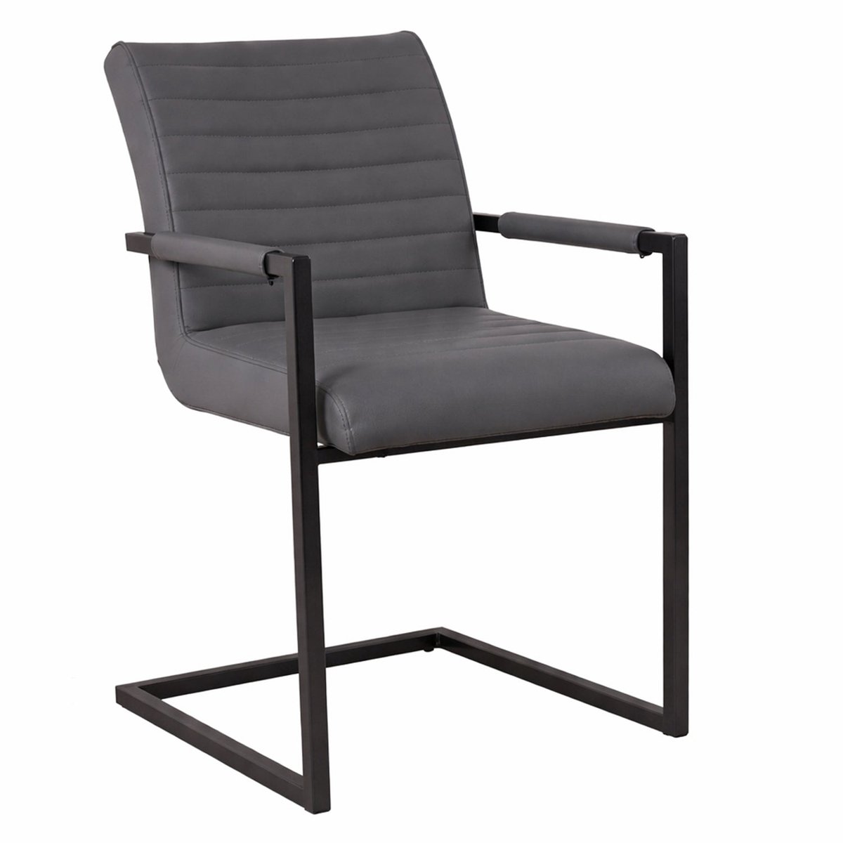 SET DEAL: 4 stuks Eetkamerstoel met armleuning antraciet Noor eco-leer industrieel design eetstoel zetel