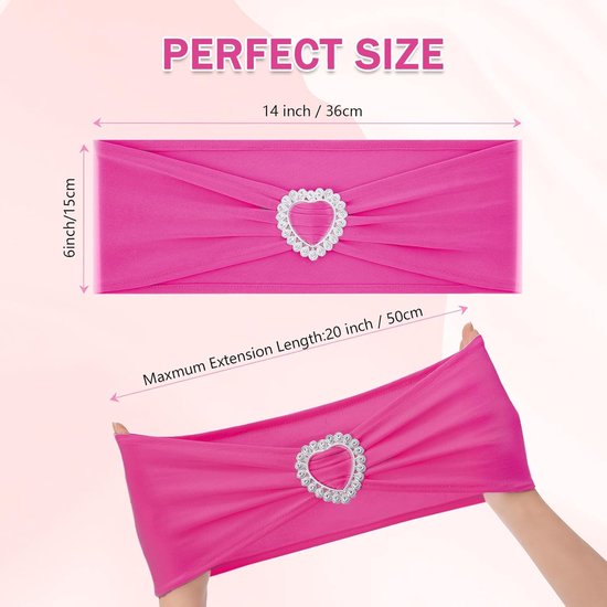 Stoelsjerpen Strikken - Stoelbanden Elastisch - Feestdecoratie Aanbrengen - Eenvoudig Zonder Strik - 30 stuks - Fuchsia — afbeelding 2