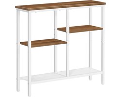 HOMESY smalle consoletafel, 75cm bijzettafel, haltafel, kleine presentatietafel, kleine ruimte salontafel, geschikt voor entree, gang, Wit en Walnoot