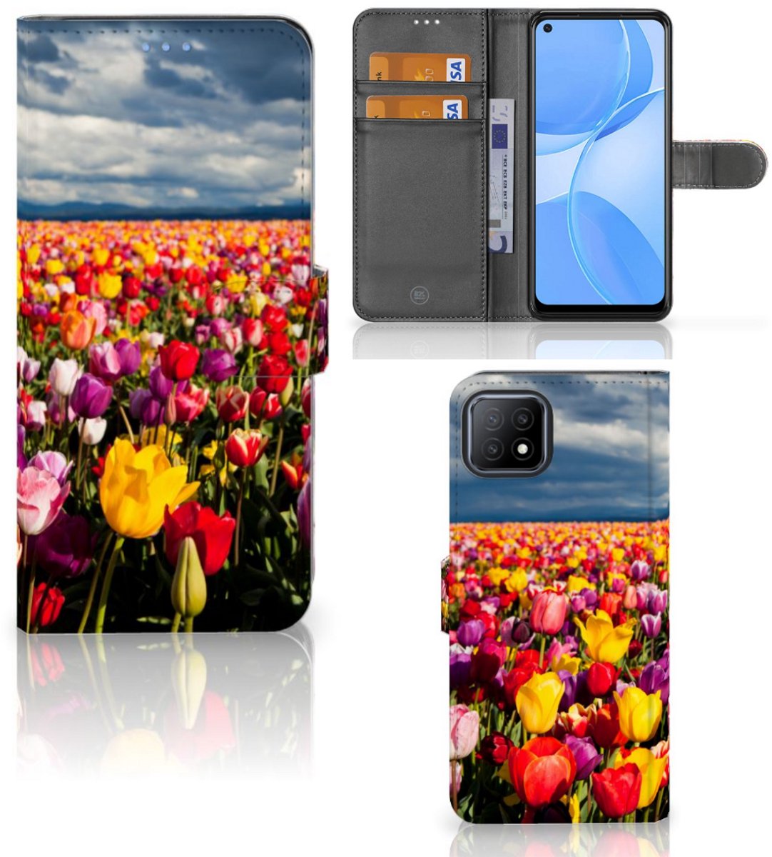 Book Case voor OPPO A73 5G Hoesje Tulpen