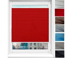 Geplooide jaloezieën - Plisségordijn raamdecoratie - Zonwering privacy - Montage zonder boren - 80x90 cm - Rood