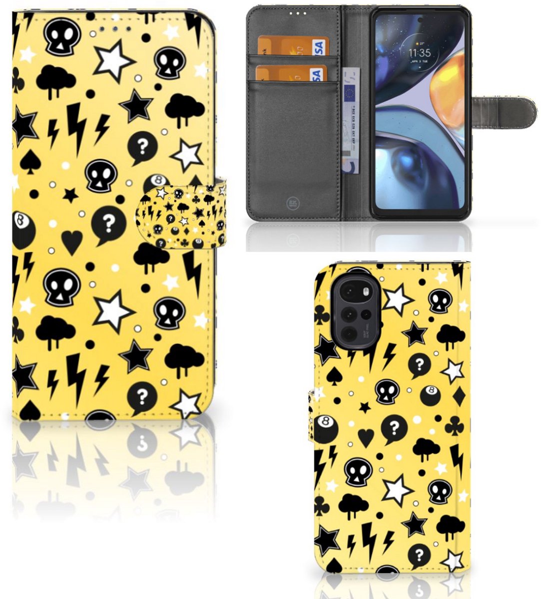 Telefoonhoesje met Naam Motorola Moto G22 Punk Geel