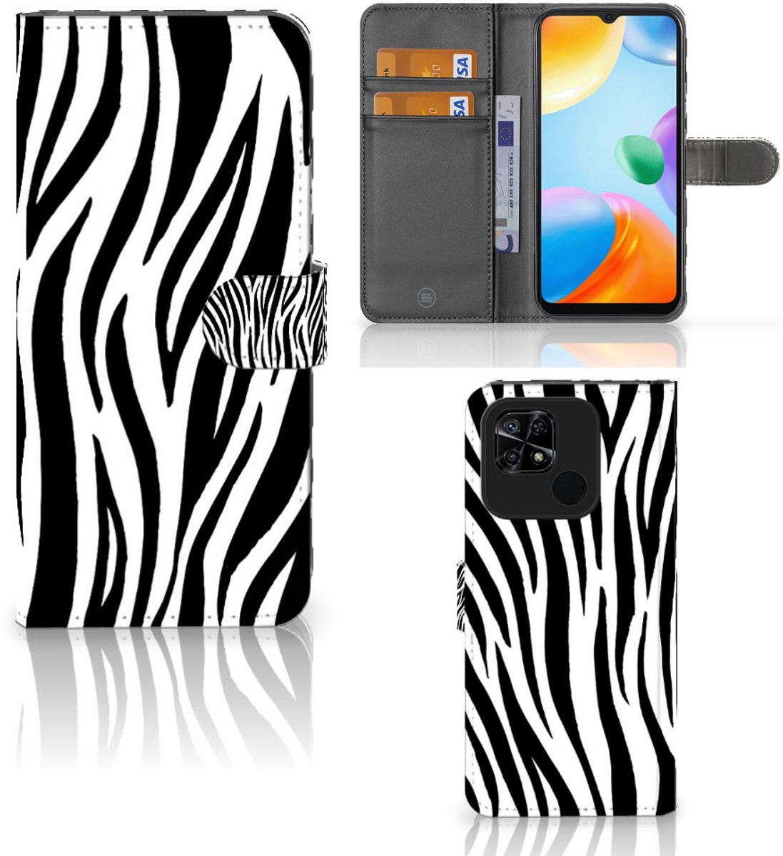 Xiaomi Redmi 10C Telefoonhoesje met Pasjes Zebra