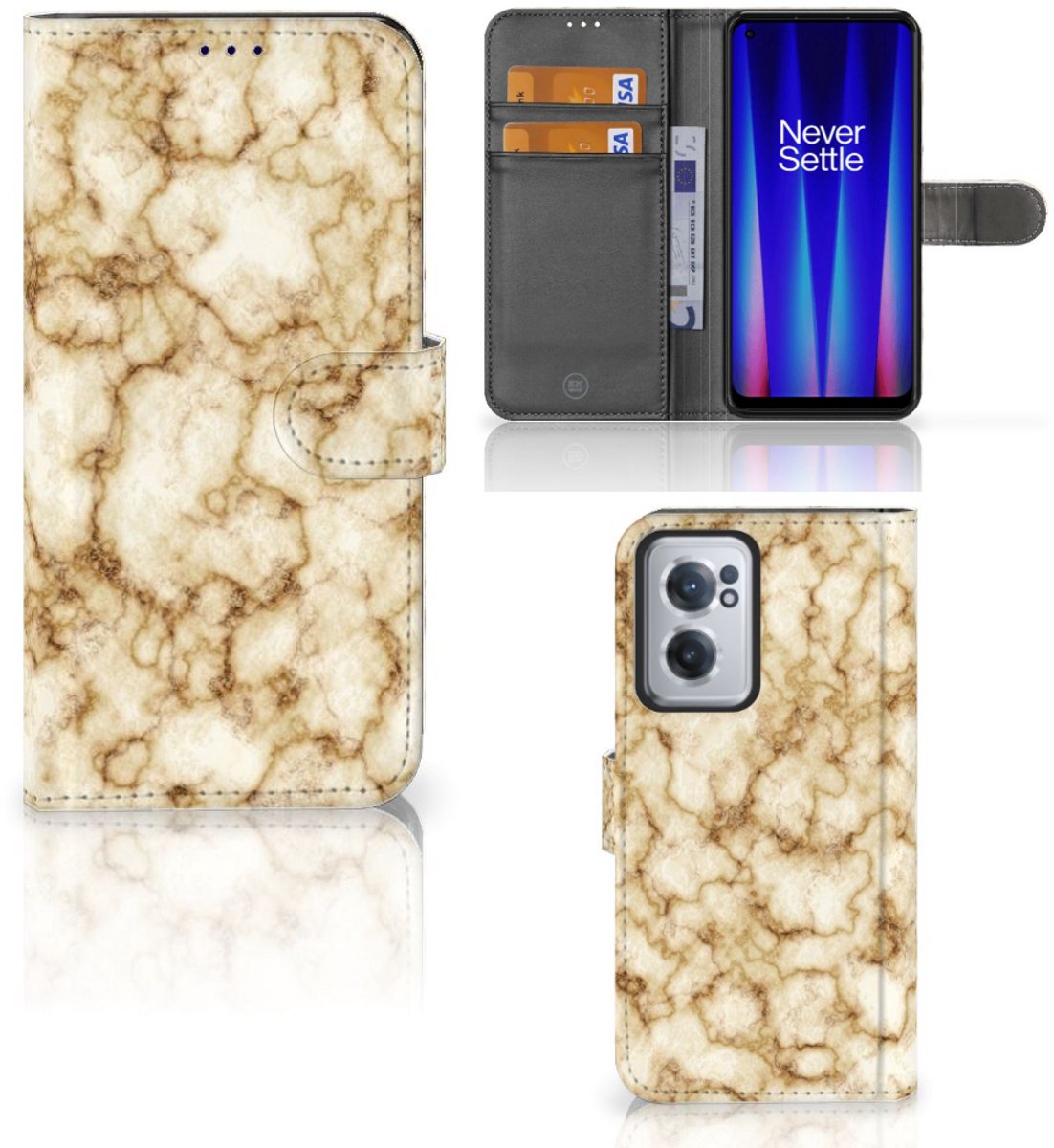 OnePlus Nord CE 2 Bookcase Marmer Goud