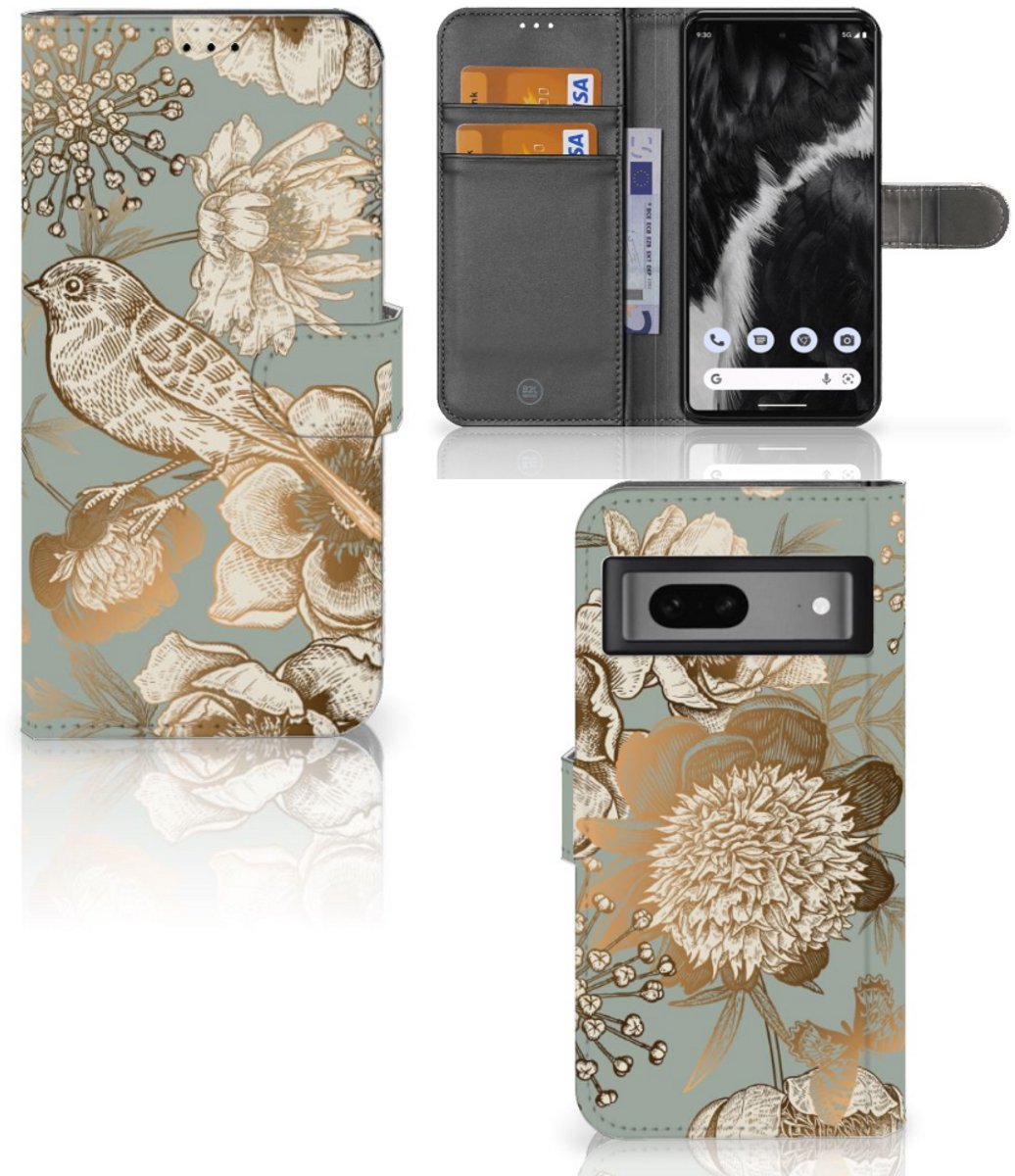 Hoesje voor Google Pixel 7 Vintage Bird Flowers